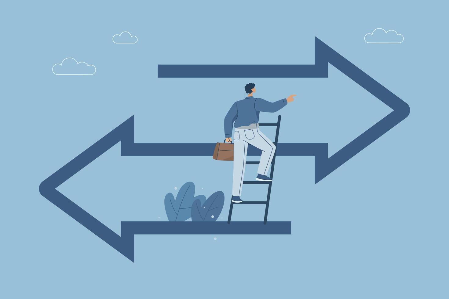 Changing strategies or adjusting business investments, Finding the right direction, Business opportunities or paths to success, Vision to decide the path ahead, Businessman choosing business path. vector