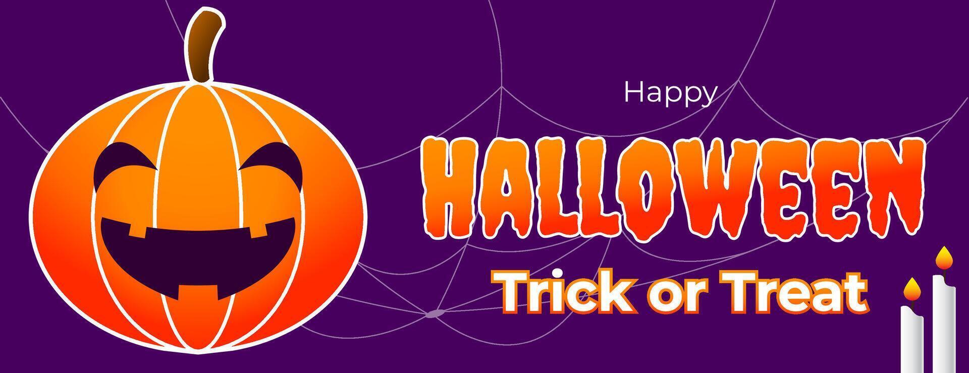 halloween background with pumpkin, spider web and candle. great for greeting card or invitation card vector