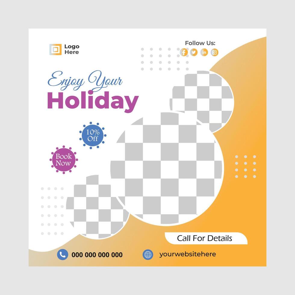 Traveling social media post design vector