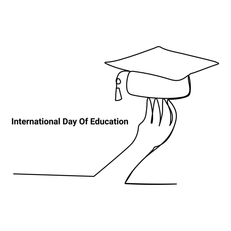 Continuous one line drawing International Education Day concept Doodle illustration vector