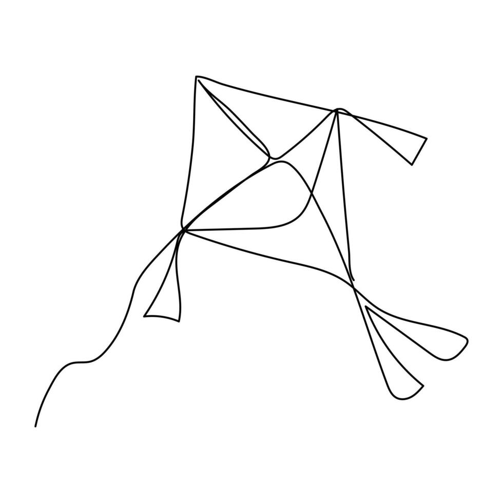 Kite icon Continuous one line drawing of outline illustration kite vector