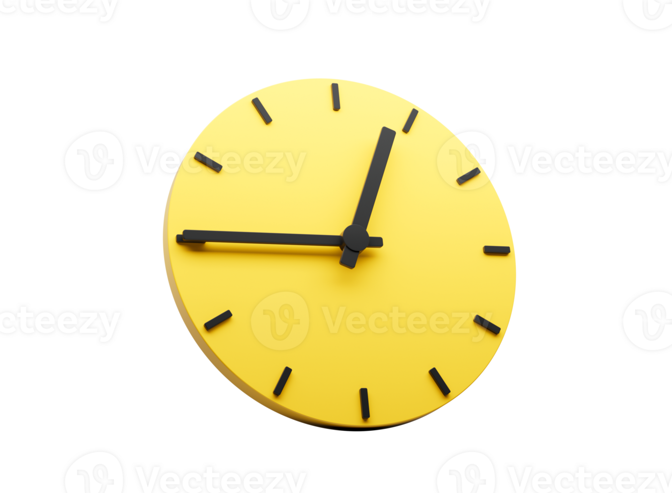 3d Simple Yellow Round Wall Clock Twelve Forty Five Quarter To 1 3d illustration png
