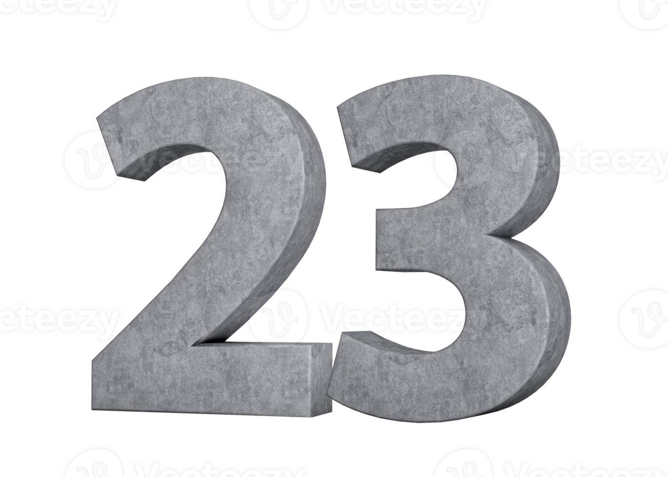 3d Concrete Number twenty three 23 Digit Made Of Grey Concrete Stone 3d Illustration png