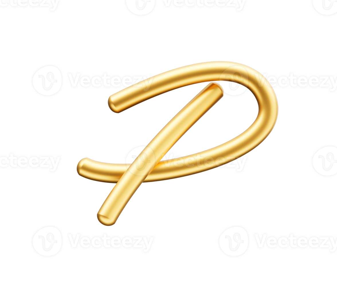 3d Golden Shiny Capital Letter P Alphabet P Rounded Inflatable Font 3d Illustration png