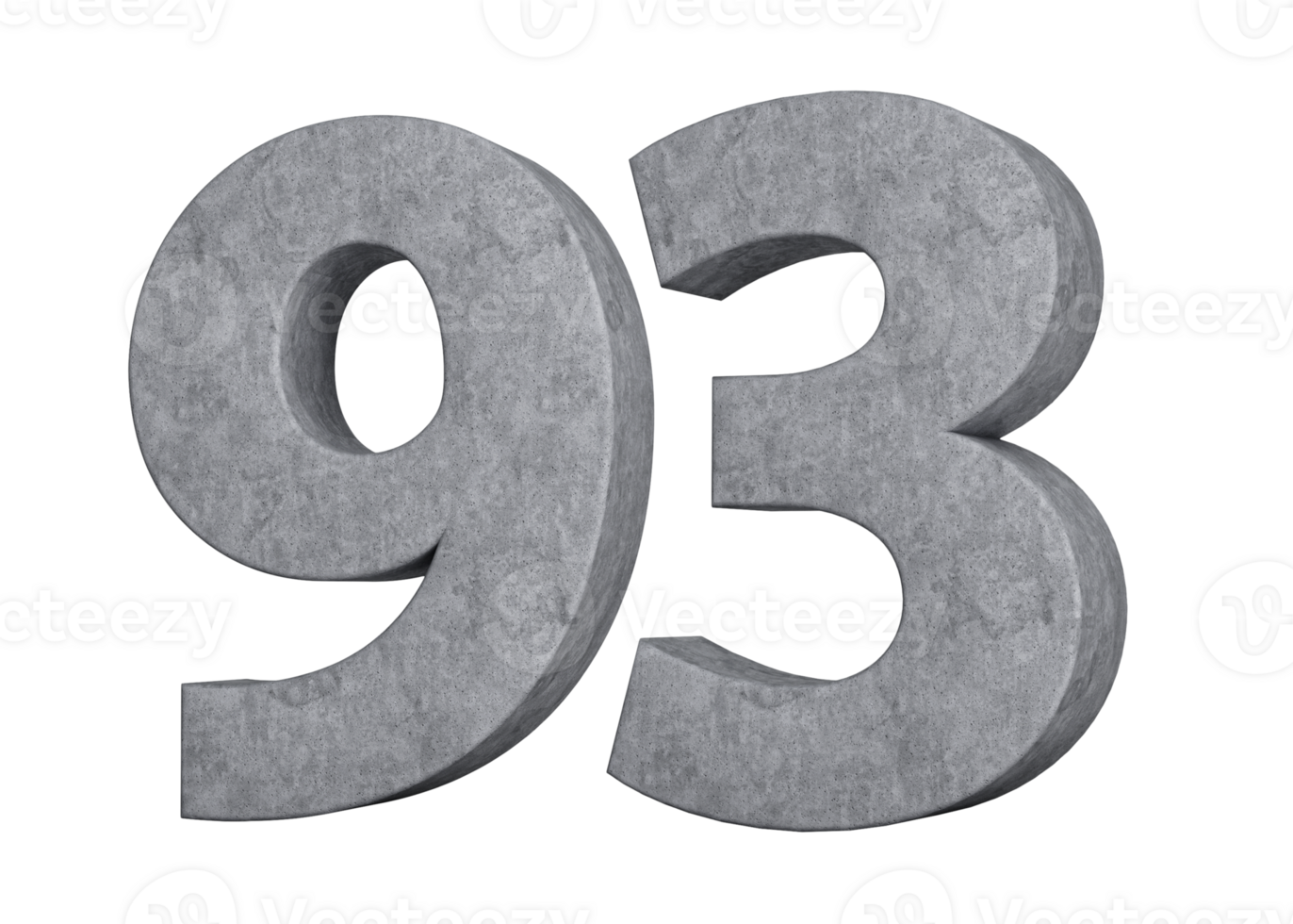 3d Concrete Number Ninety three 93 Digit Made Of Grey Concrete Stone 3d Illustration png