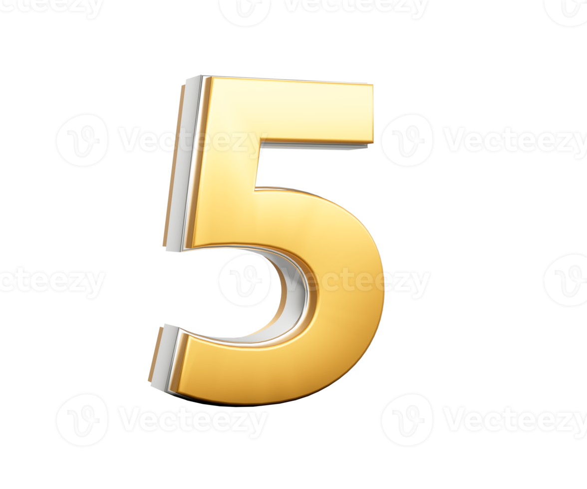 3d Golden Shiny 5 Five Digit 3d Five Number 3d Illustration png