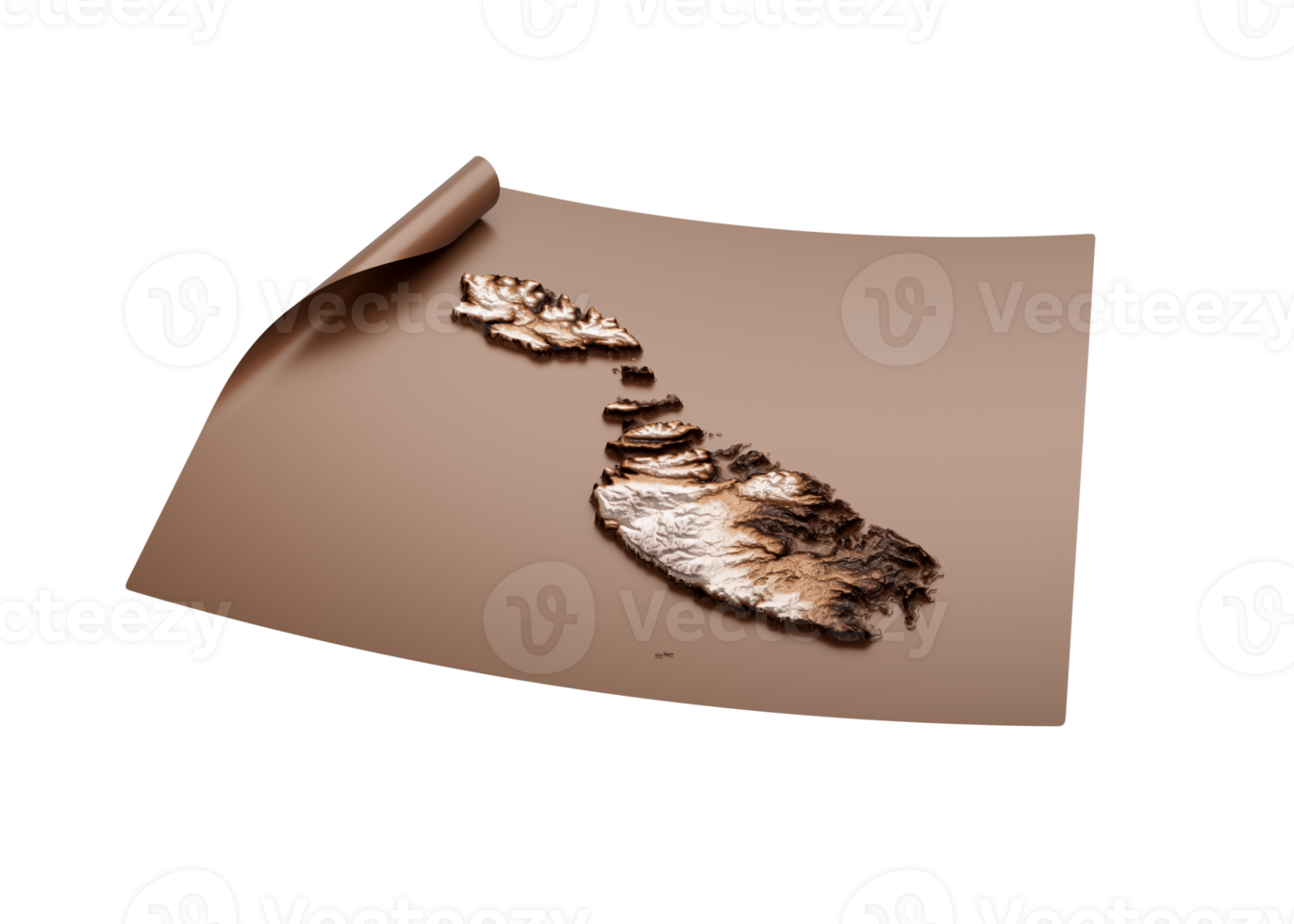 Map Of Malta Old Style Brown On Unrolled Map Paper Sheet 3d Illustration png