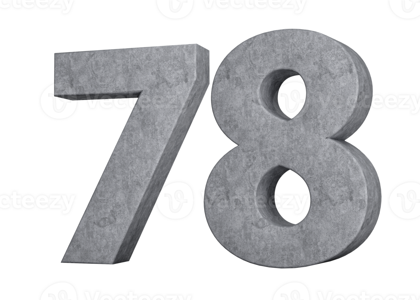 3d Concrete Number Seventy eight 78 Digit Made Of Grey Concrete Stone 3d Illustration png