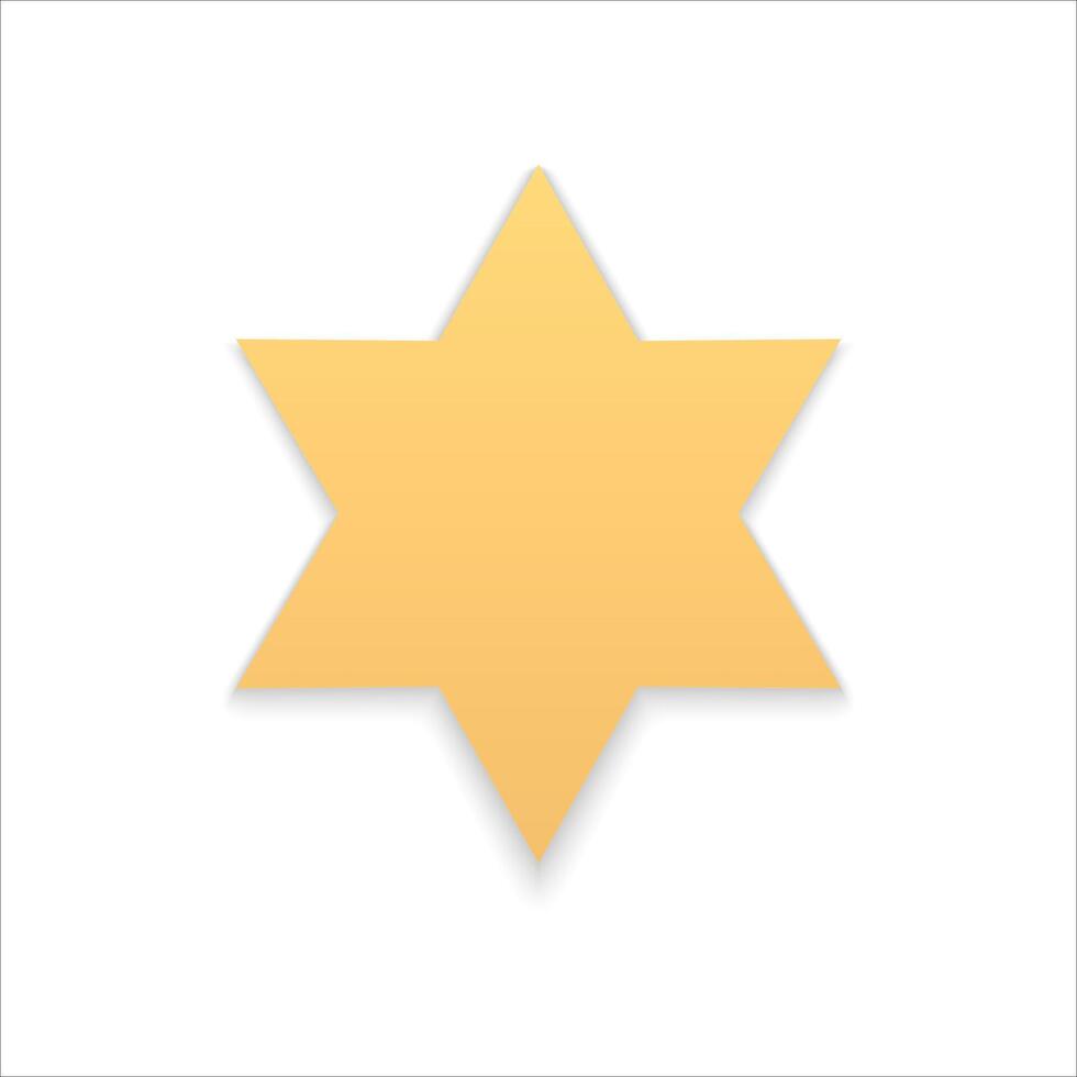 Realistic golden matte six pointed asterisk with shadow insignia award religious design vector