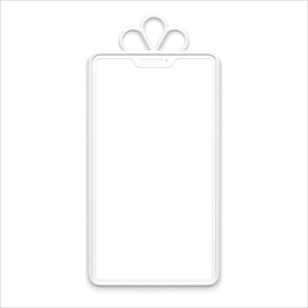 White rectangle gift box frame smartphone screen copy space advertising promo illustration vector
