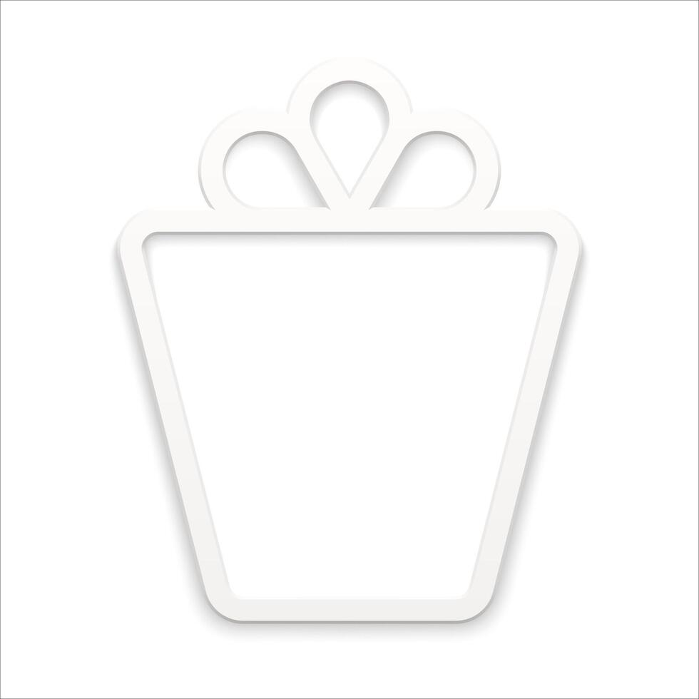Cute contoured white gift box matte surface decorated by tied bow for holiday congratulations vector
