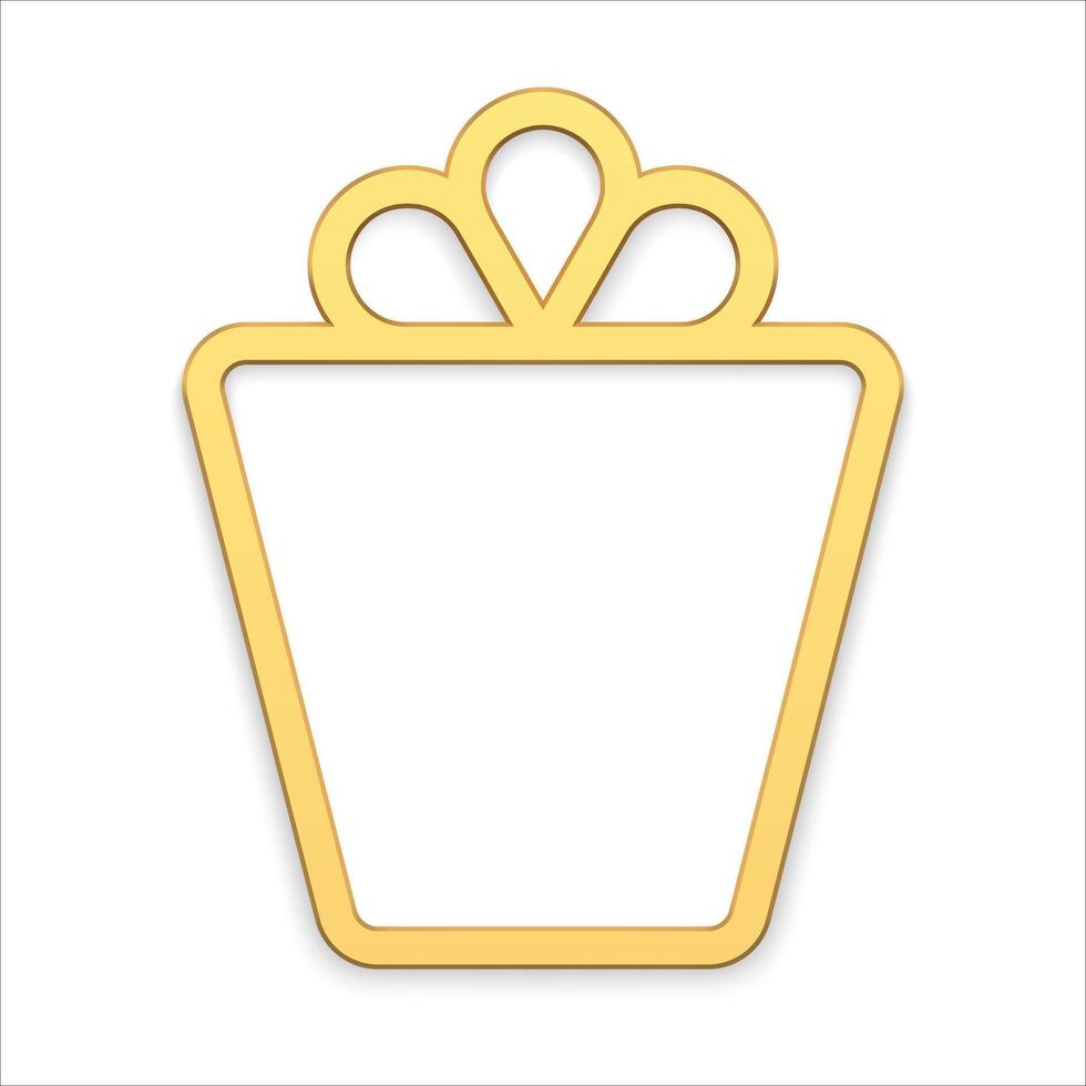 Luxury golden jewelry contoured festive gift box shape with tied bow realistic illustration vector