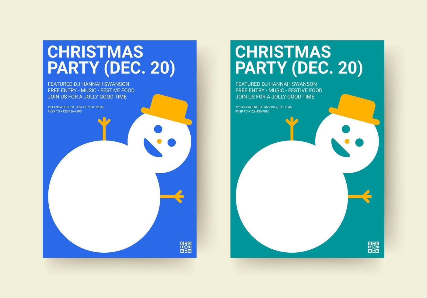 Christmas music night party minimal modern flyer design template set flat illustration vector