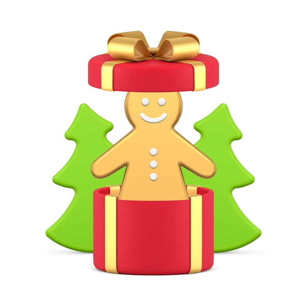 Christmas luxury present surprise bauble in red container 3d icon realistic illustration vector