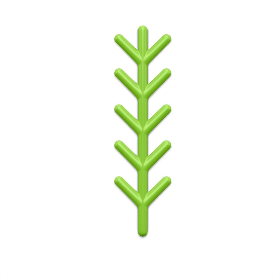 Vertical green branch with sharp needles realistic illustration vector