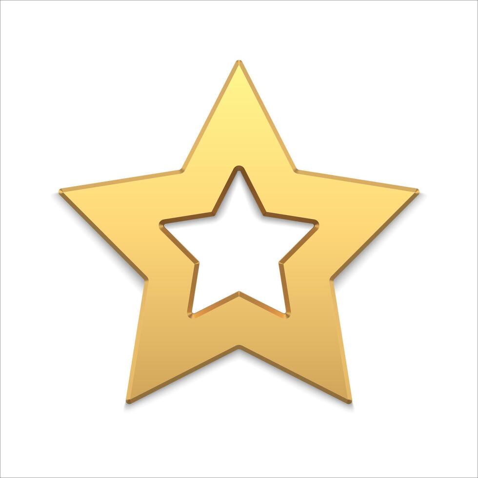 Bright luxury golden five pointed star border angled metallic surface 3d illustration vector