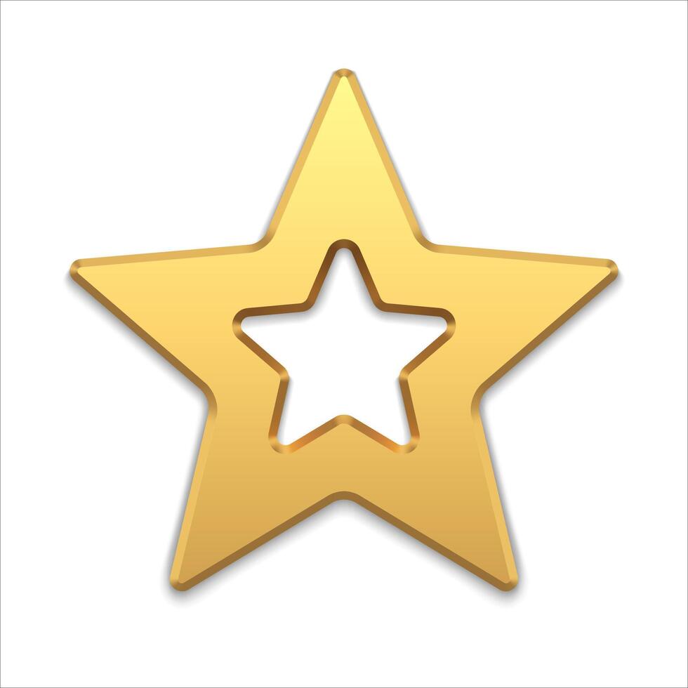 Bright luxury golden star metallic surface 3d template illustration vector