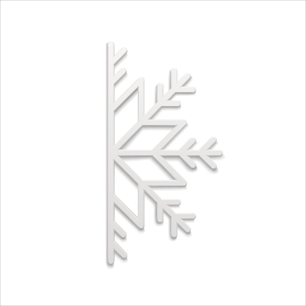 Cute tenderness vertical snowflake half frozen ice ornamental decorative design 3d template vector