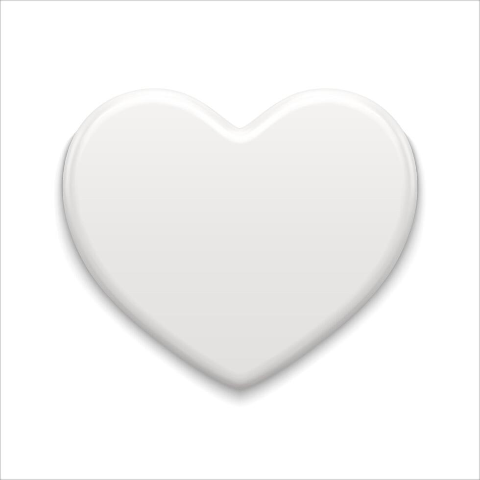 White heart shape toy 3d realistic illustration vector