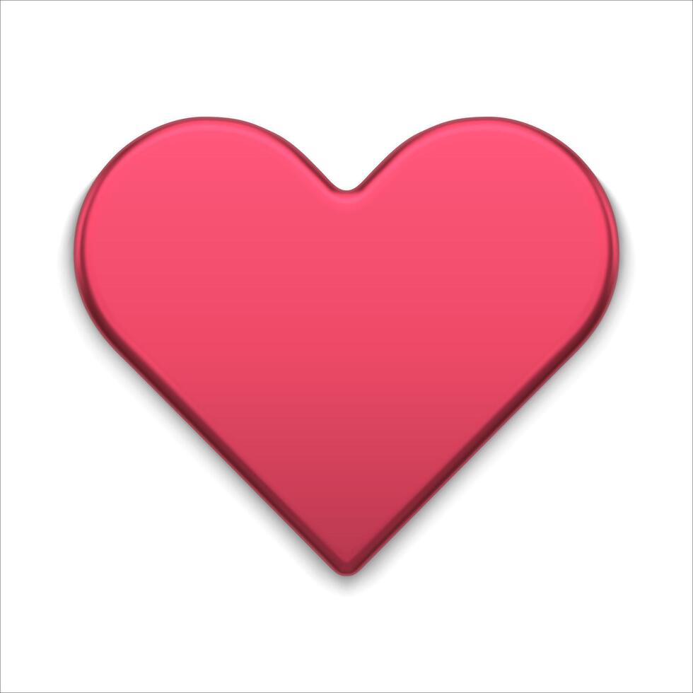 Red heart shape symbol of love realistic 3d illustration. vector