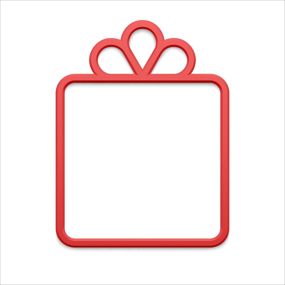 Classic red present cardboard shape decorative bauble Christmas celebrating realistic vector