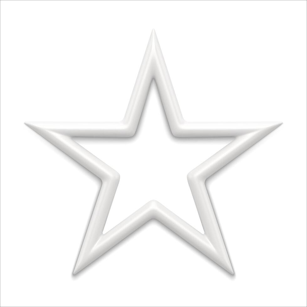Five pointed white star 3d illustration vector