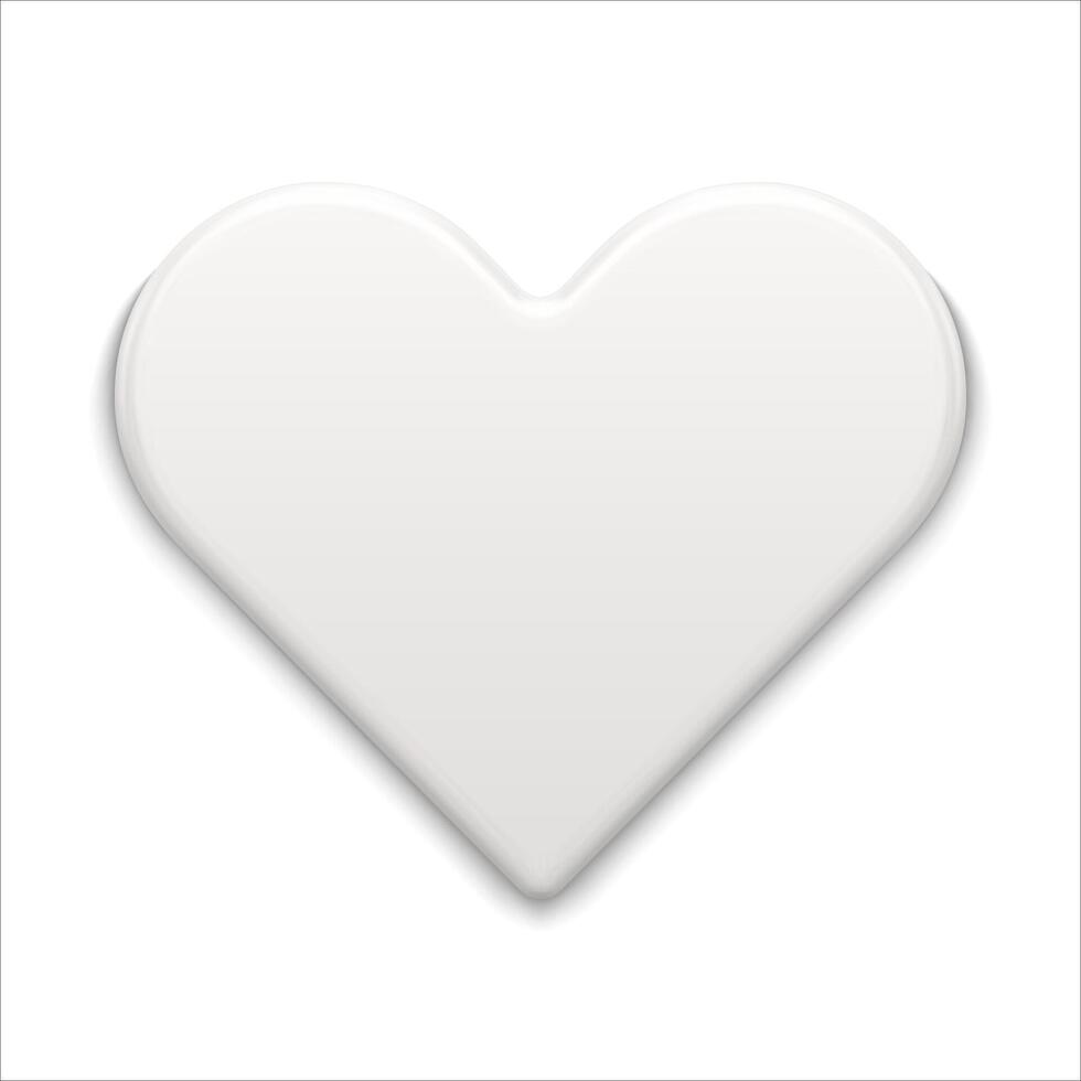 White heart shape toy 3d realistic illustration vector