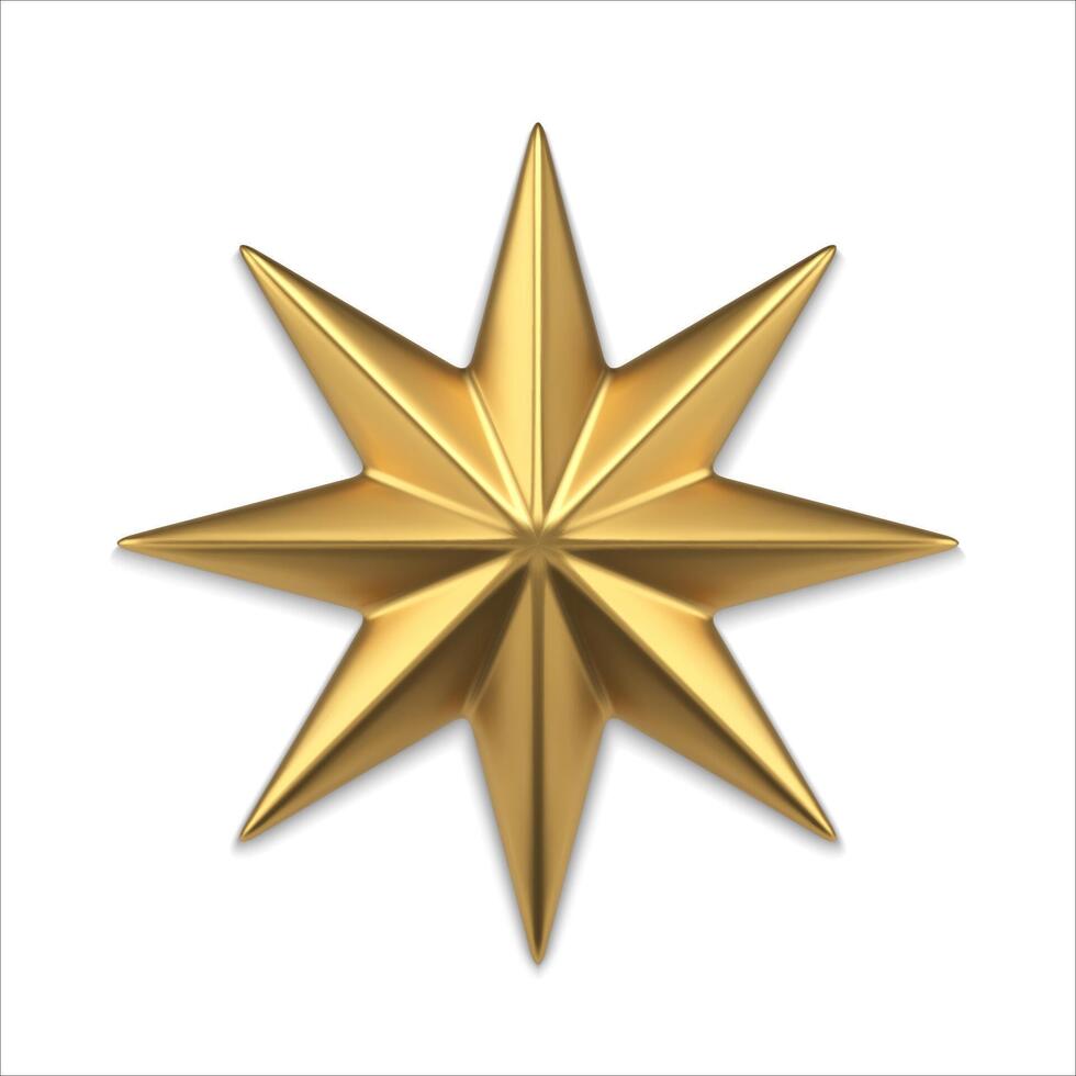 Golden star metallic surface 3d template illustration vector