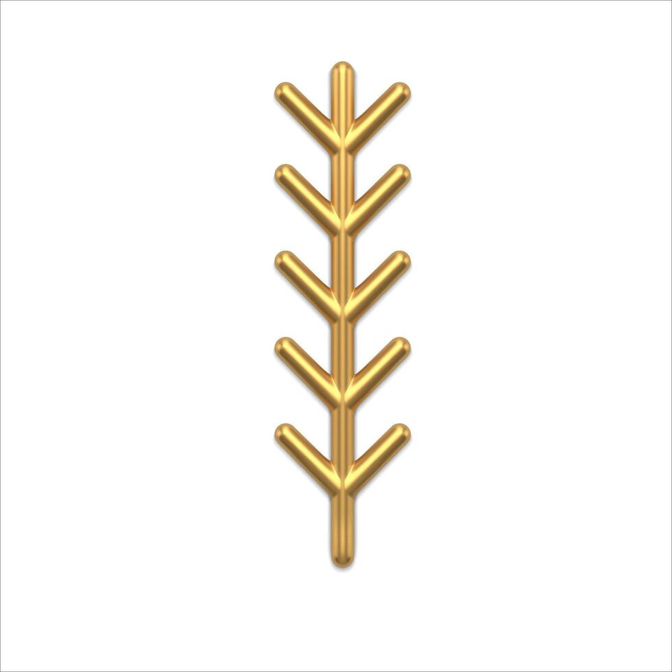 Realistic golden coniferous branch with needles illustration vector