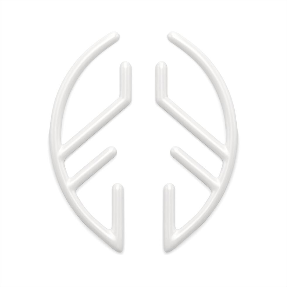 Minimalistic white elegant abstract triangle Christmas tree toy in circle frame realistic vector