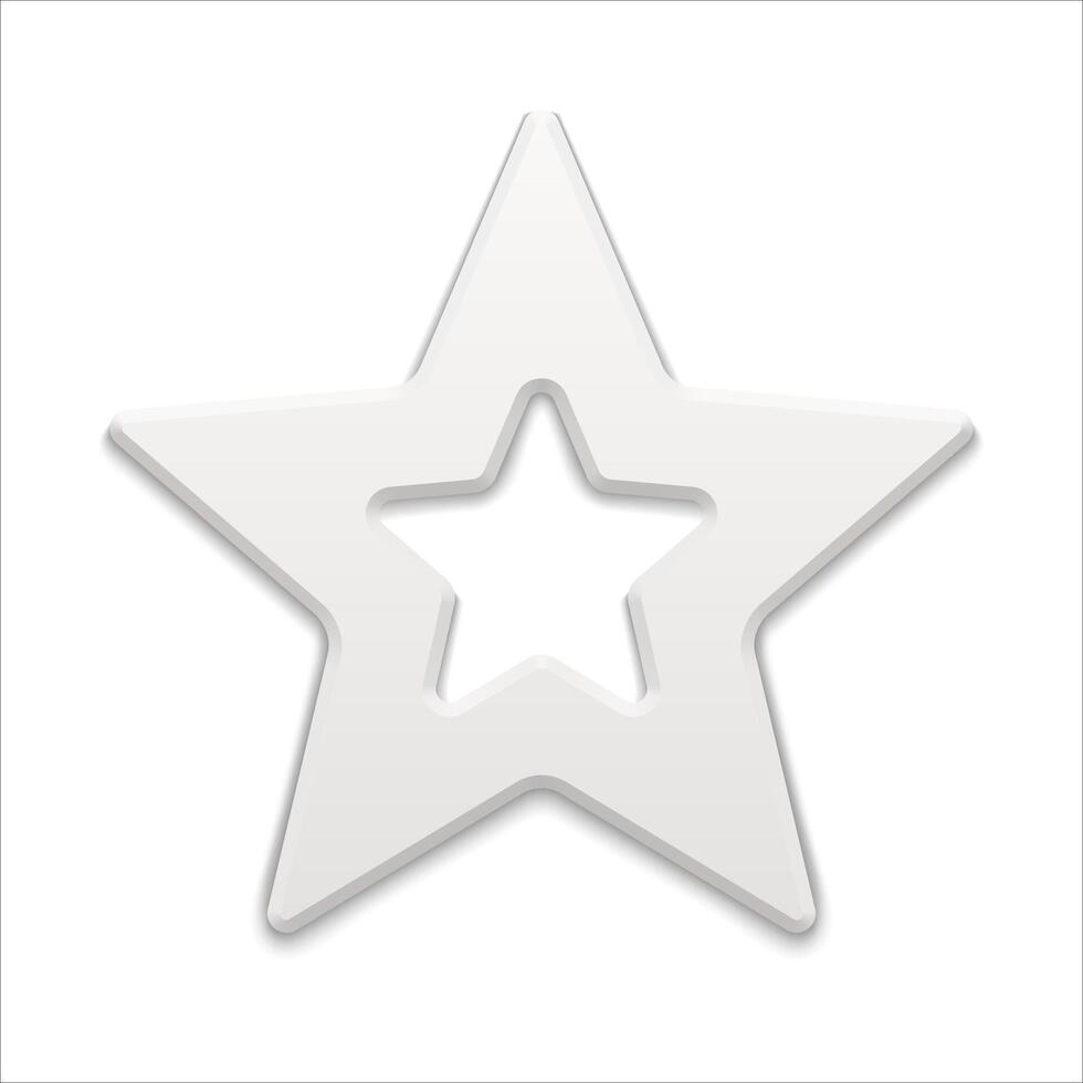 Five pointed white star 3d illustration vector