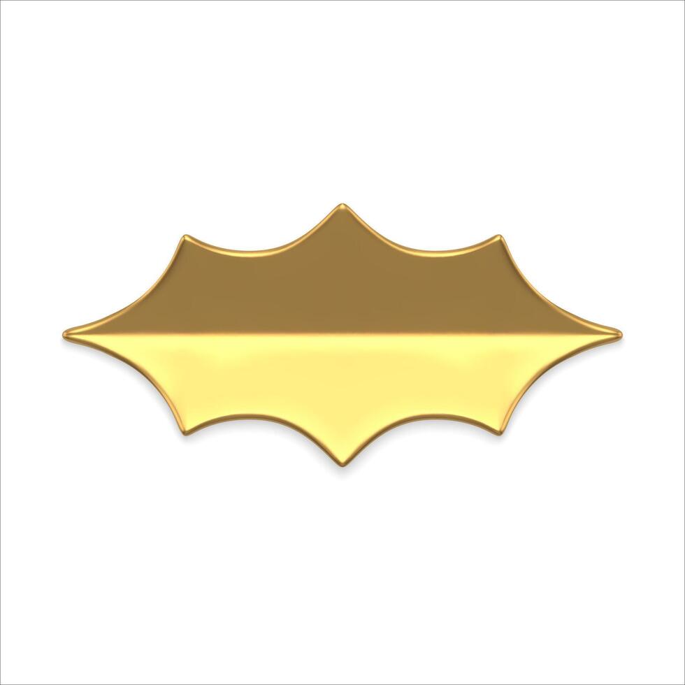 Realistic luxury metallic glossy leaf with ornamental edges holiday decorative design 3d vector