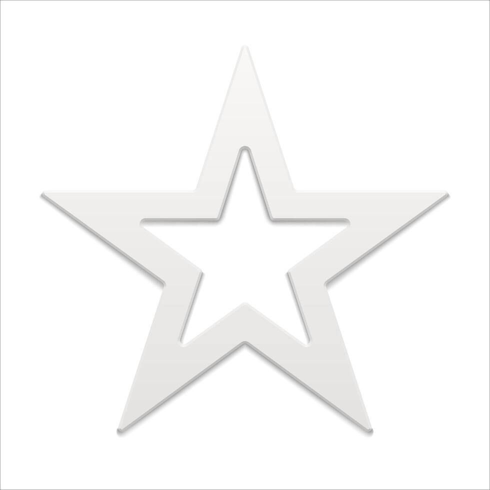 Five pointed white star 3d illustration vector