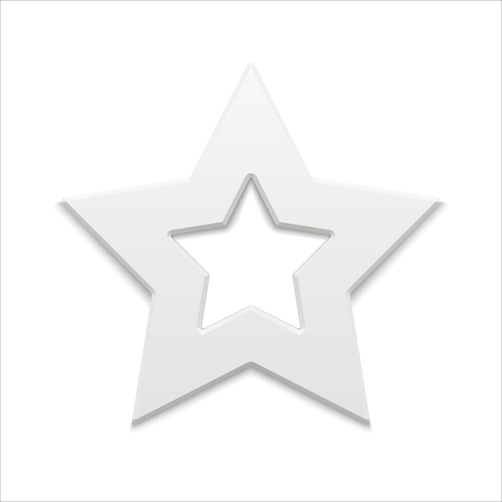 Cute white glossy realistic five pointed classic star border for Christmas decorative design vector