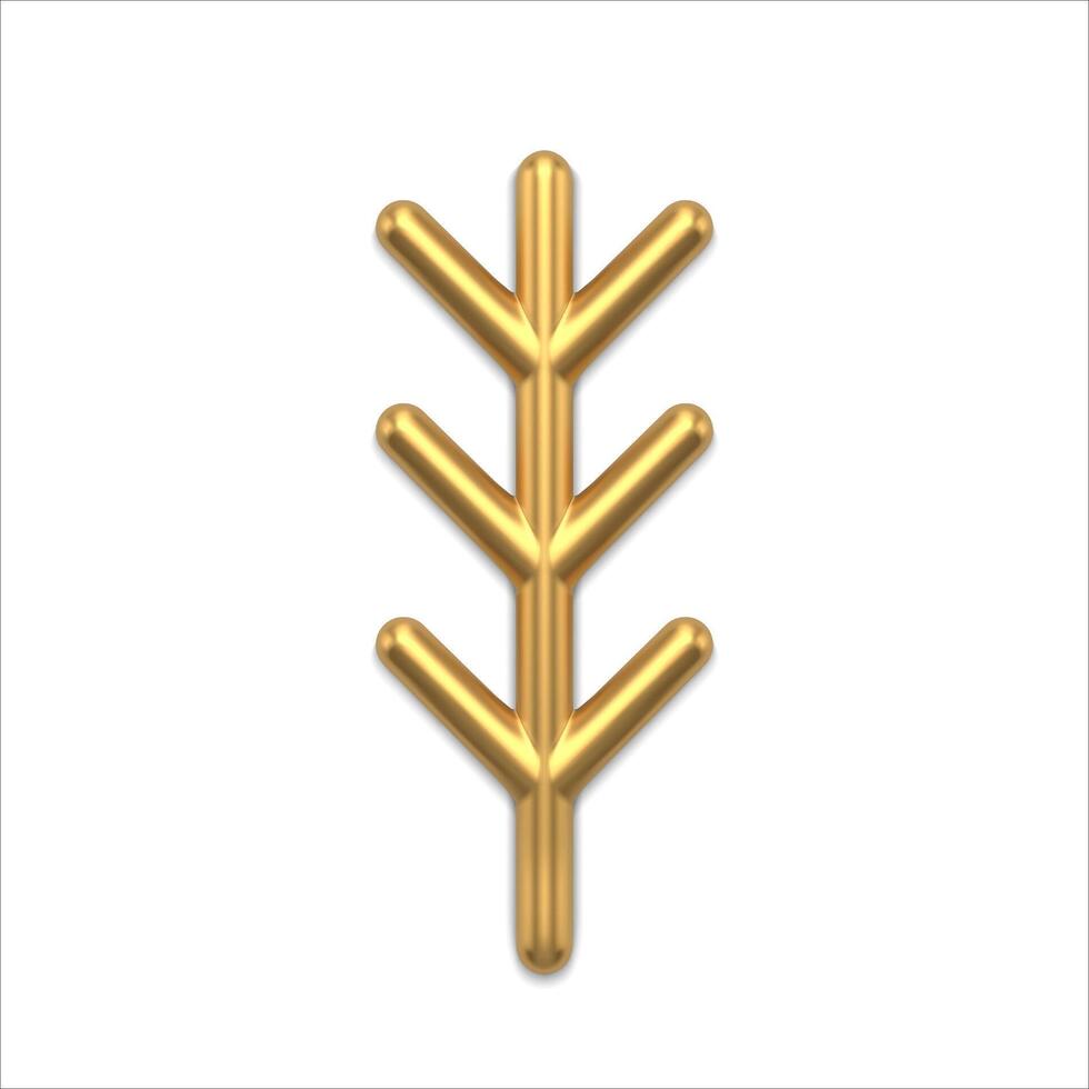 Realistic golden coniferous branch with needles illustration vector