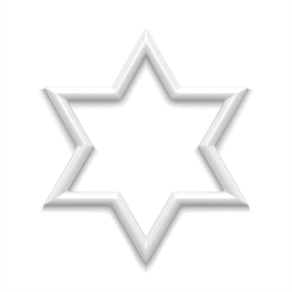 Six pointed white star 3d illustration vector