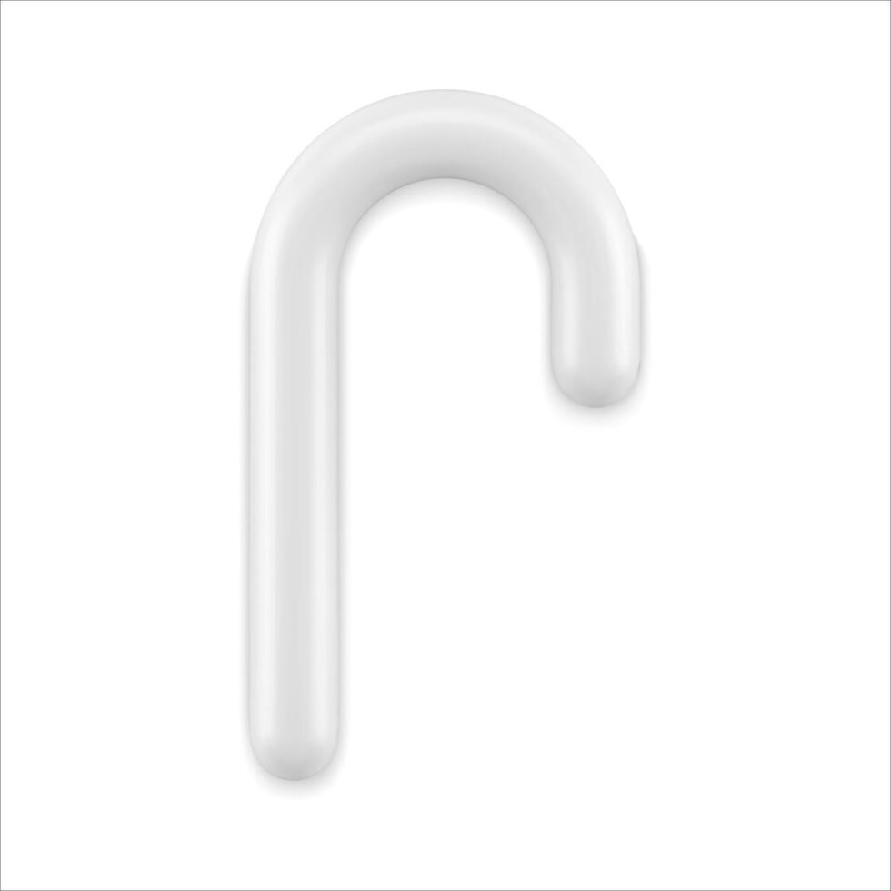 Realistic white glossy tender candy cane Xmas bauble frozen ice decorative 3d template vector