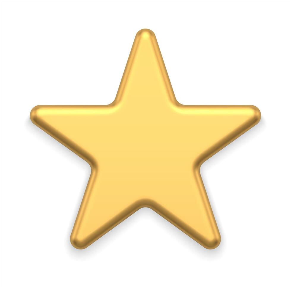 Premium five pointed star realistic metallic golden bauble festive holiday decor 3d template vector