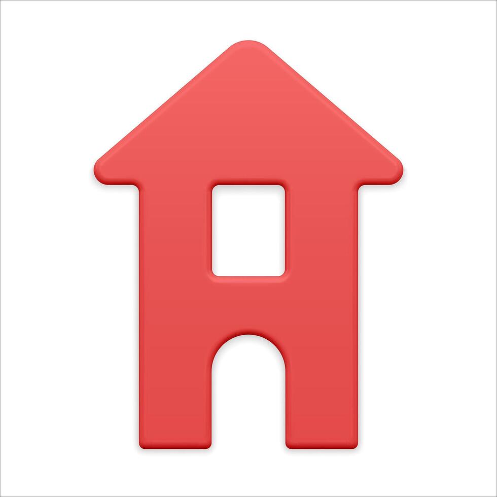 Classic red realistic countryside house with window and triangle roof Christmas tree design vector
