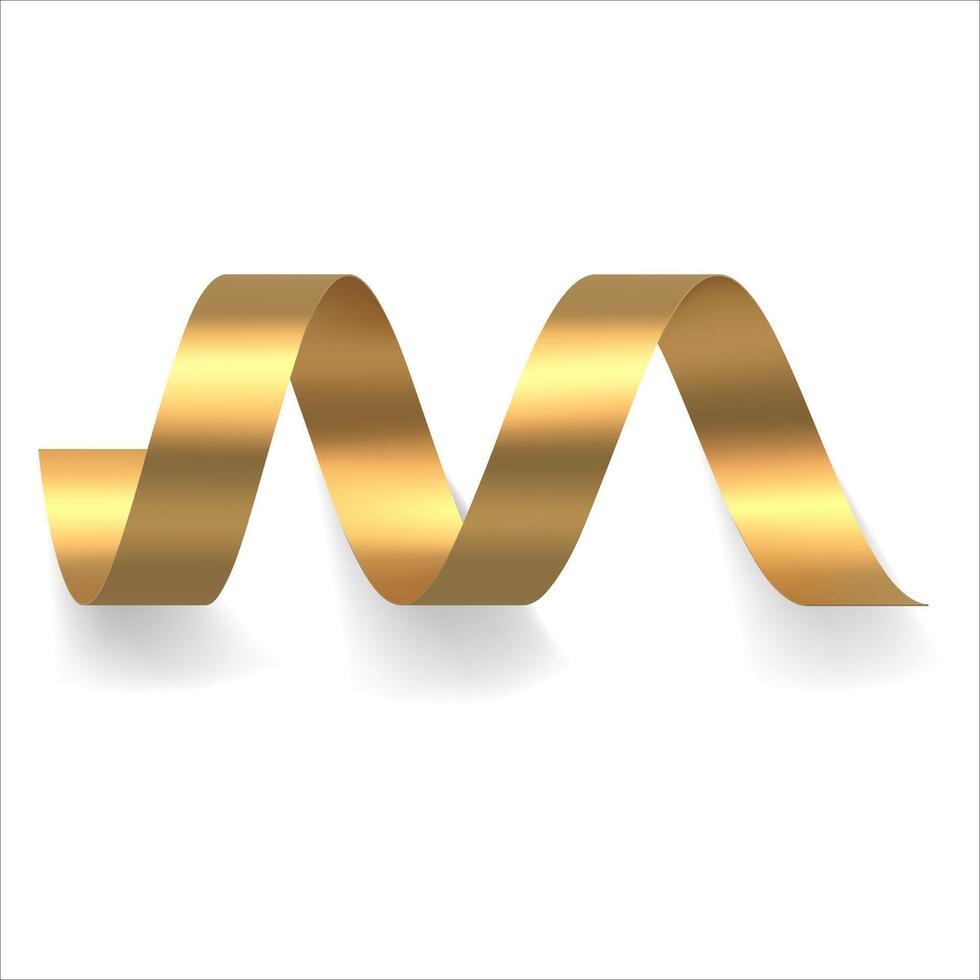 Premium realistic golden gradient metallic glossy wide twisted confetti horizontal party vector