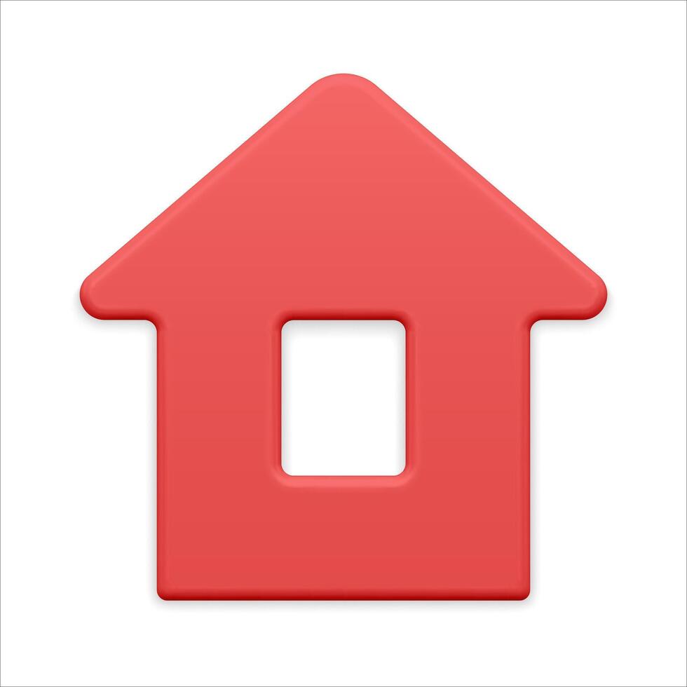 Minimalist red countryside house with window and triangle roof front view Christmas bauble 3d vector