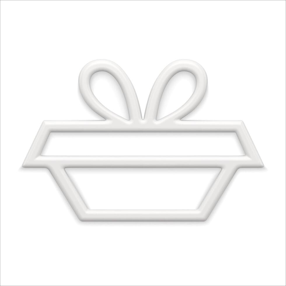 Cute white metallic glass bright gift box border trapezoid silhouette bow decor realistic vector