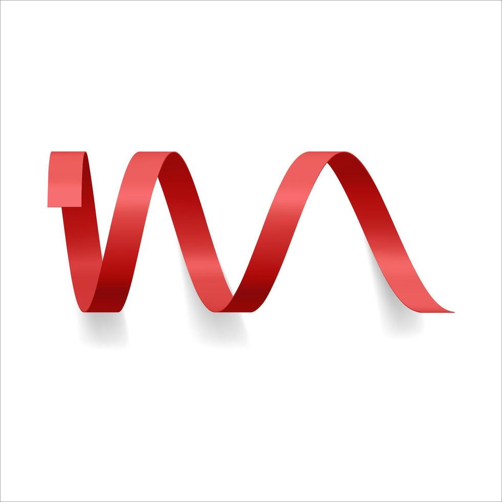 Bright red classic gradient twist red ribbon festive holiday party decorative design 3d vector