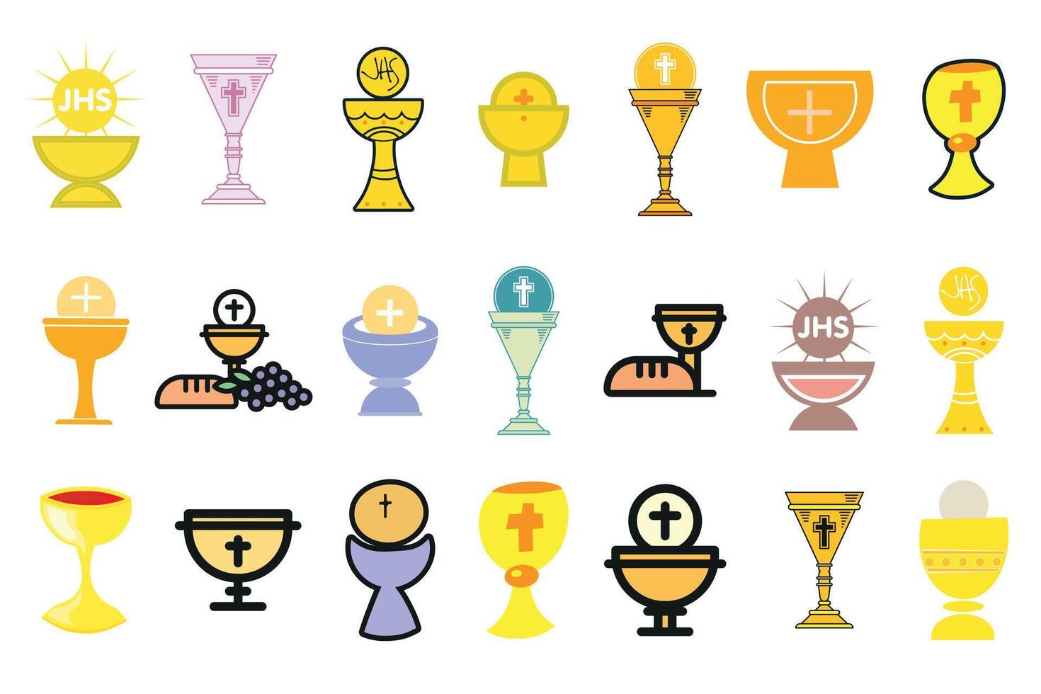 Chalice and cup icons set vector