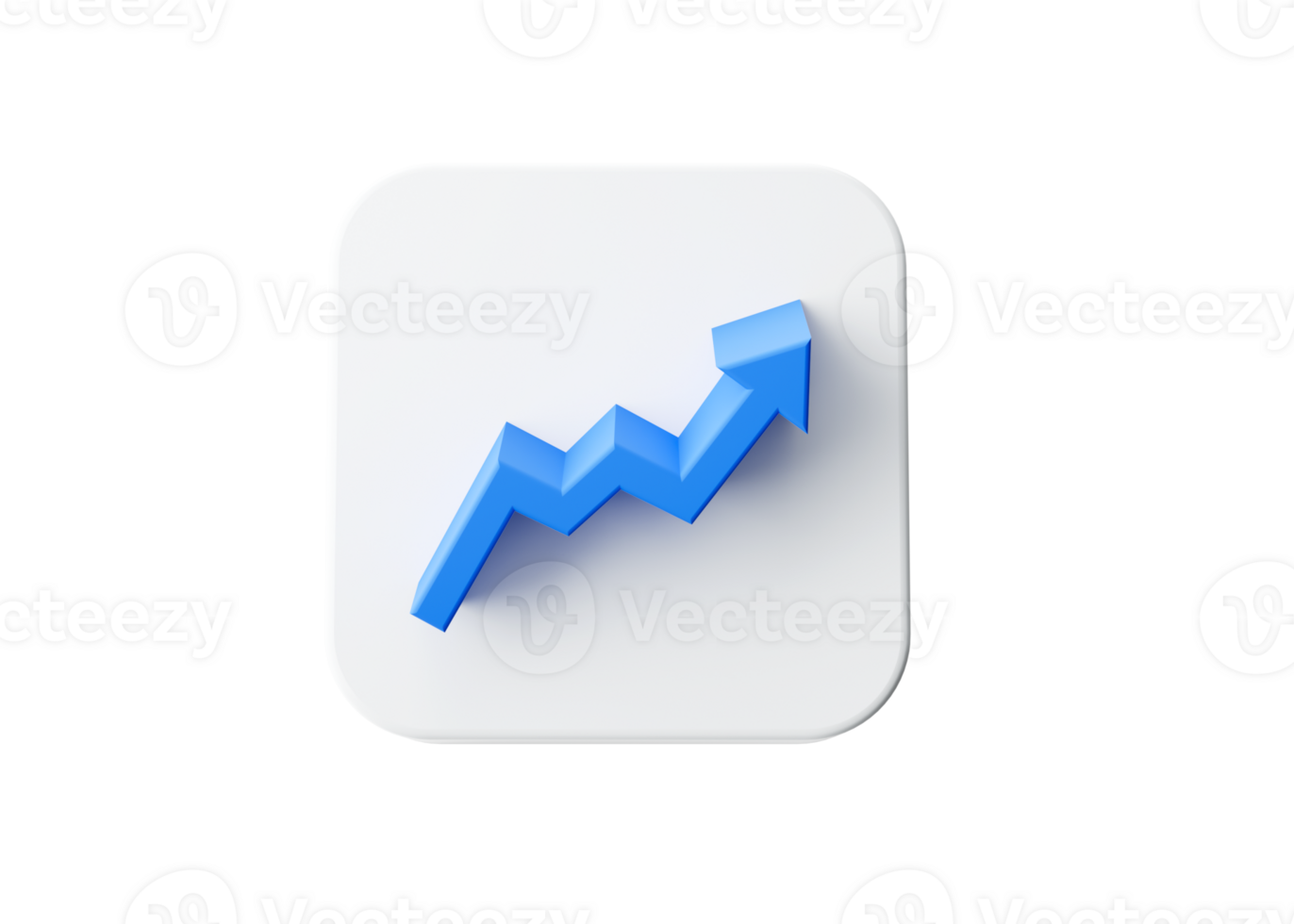 3d Blue Moving Up Growth Arrow Symbol With White Square Icon 3d Illustration png
