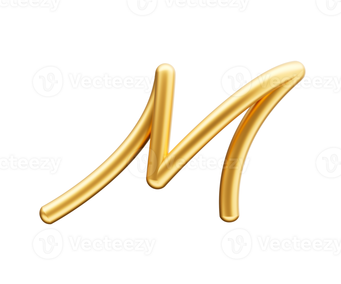 3d Golden Shiny Capital Letter M Alphabet M Rounded Inflatable Font 3d Illustration png