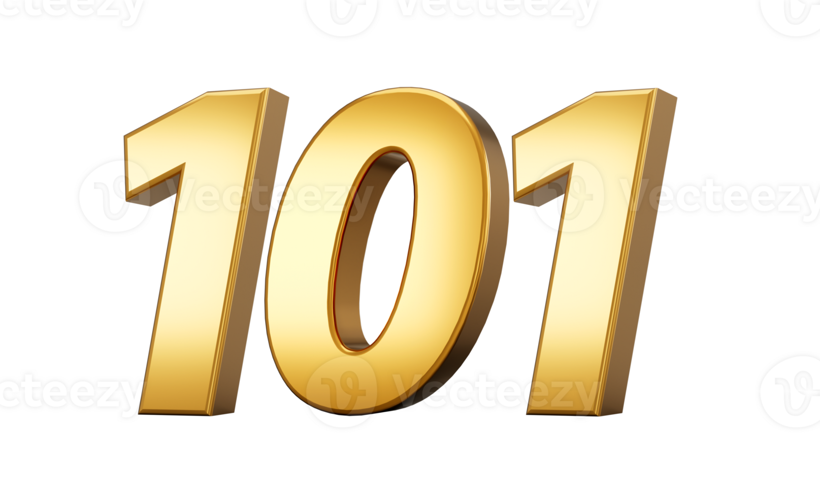 3d number 101 one hundred one Gold text 3d illustration png