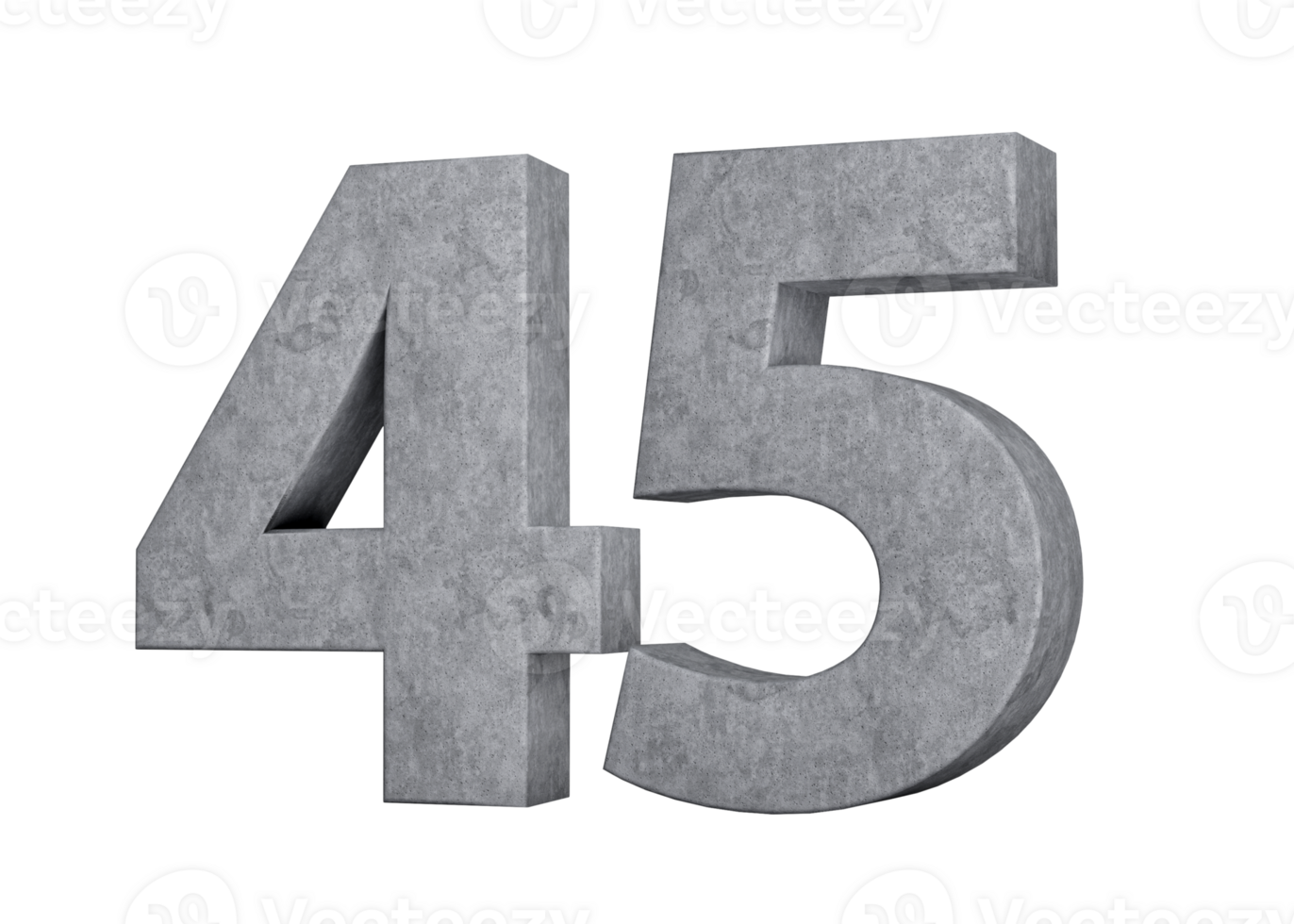 3d Concrete Number Forty five 45 Digit Made Of Grey Concrete Stone 3d Illustration png