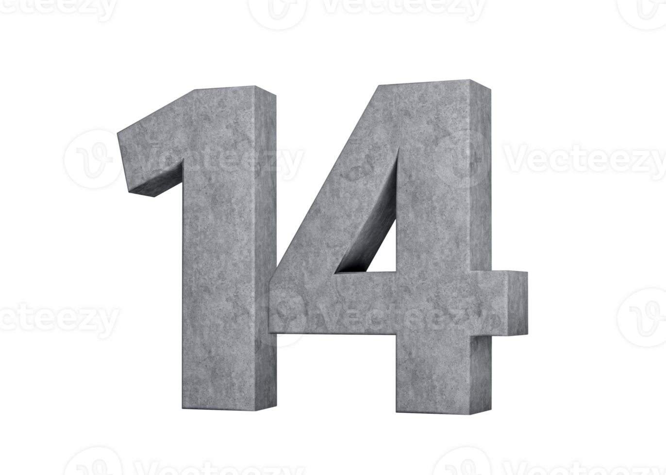 3d Concrete Number fourteen 14 Digit Made Of Grey Concrete Stone 3d Illustration png