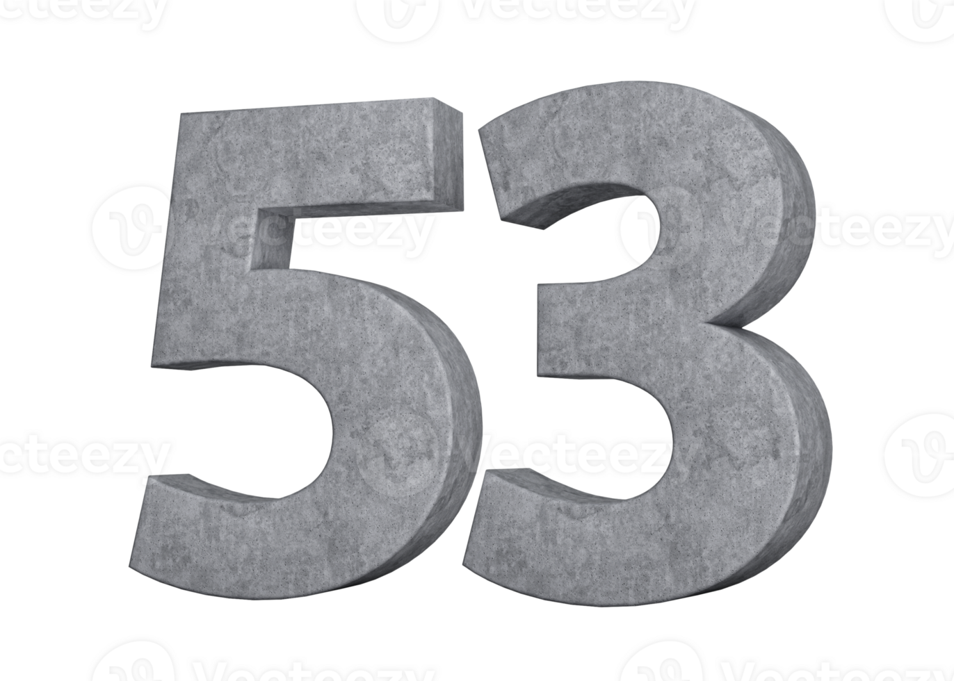 3d Concrete Number Fifty three 53 Digit Made Of Grey Concrete Stone 3d Illustration png
